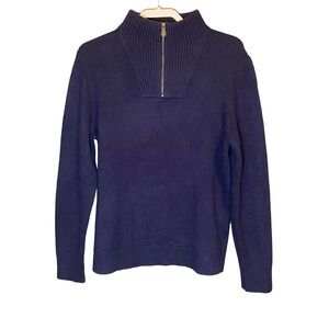 Bloomingdale's Men's Navy Wool Cashmere Knit 1/4 Zip Pullover Henley Sweater Med